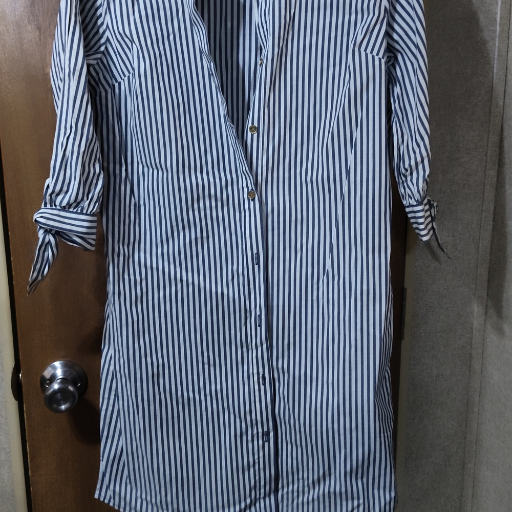 Michael Kors Navy and White Striped Dress